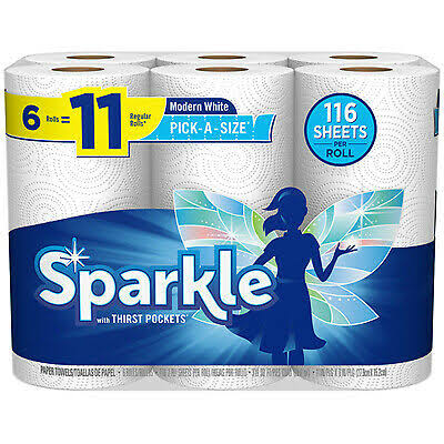 Sparkle 2 Ply White Paper Towel Roll - 90 Sheets Per Roll, 6 Rolls