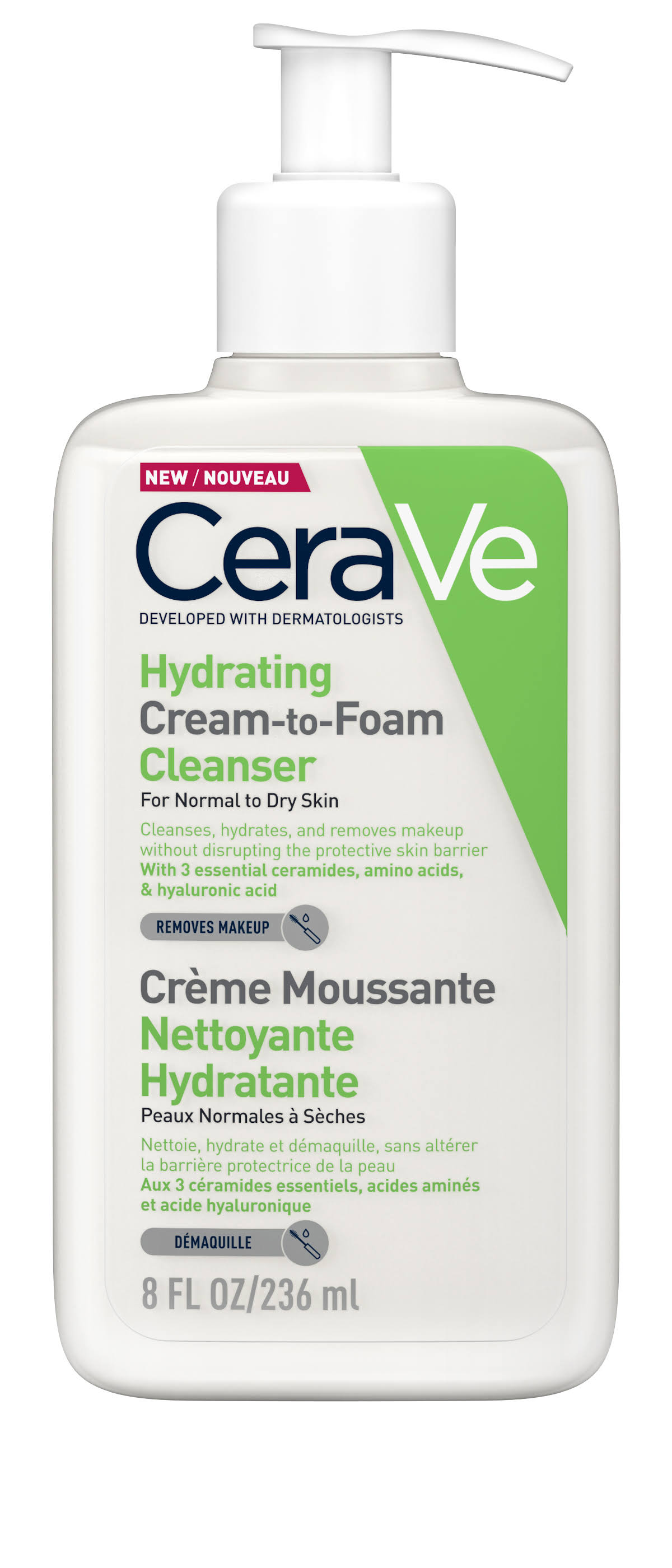 CeraVe Hydrating Cream-to-Foam Cleanser - 236ml