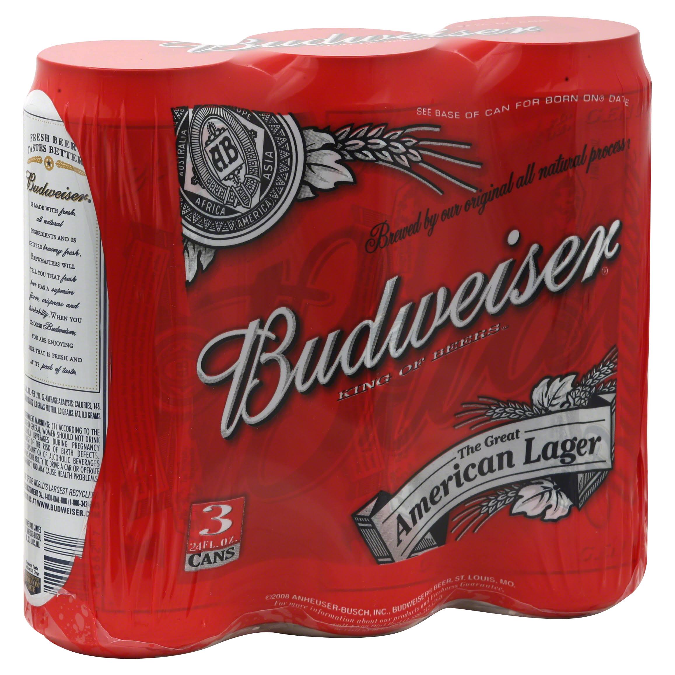 Budweiser Beer - 24oz, 3pk
