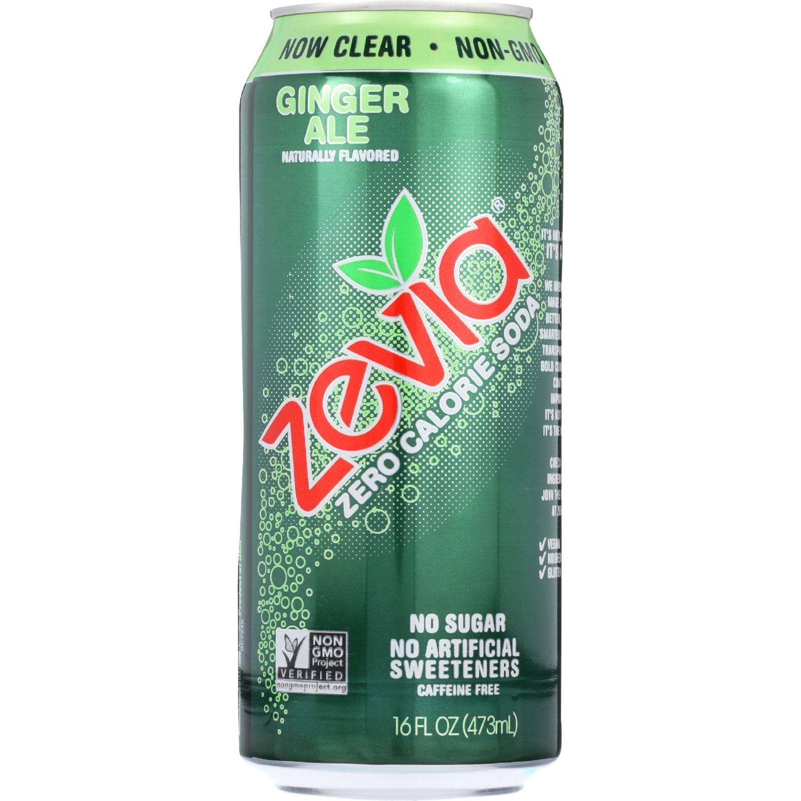 Zevia Soda - Zero Calorie - Ginger Ale - Tall Girls Can - 16 oz - Case of 12