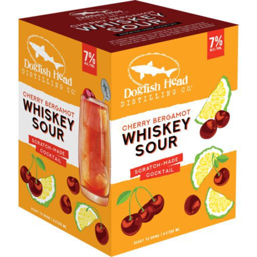 Dogfish Head Beer, Cherry Bergamot Whiskey Sour. 4 Pack - 4 x 355 ml