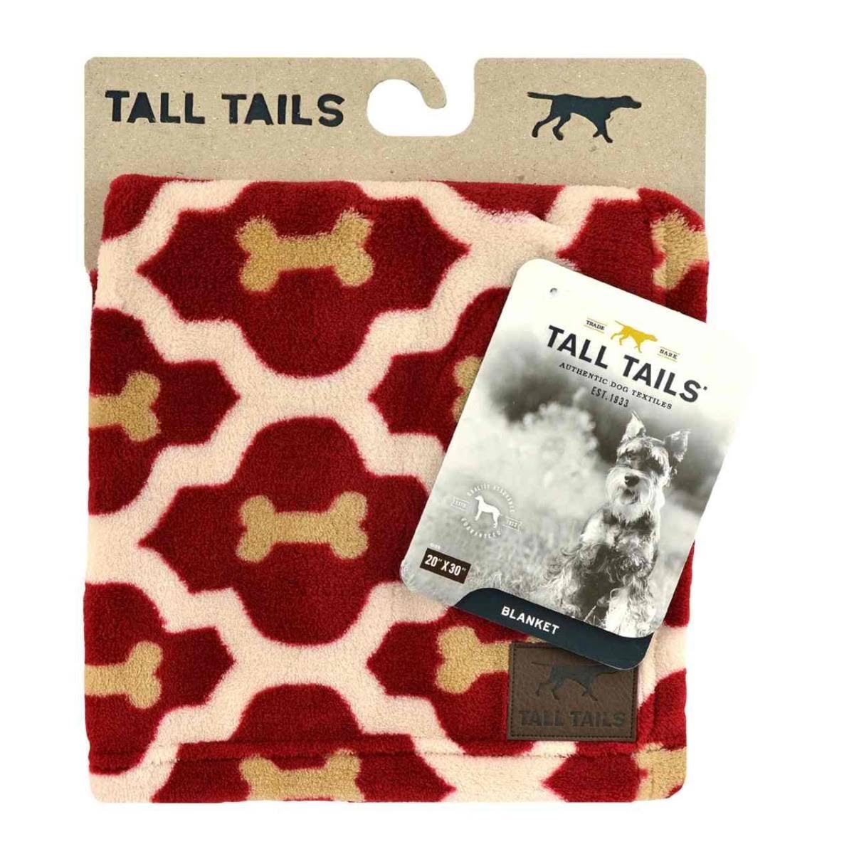 Tall Tails Bone Dog Fleece Blanket - Red, 20" x 30"