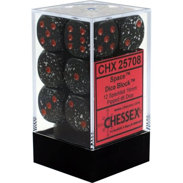 Chessex Speckled Dice Set - D6, 16mm, Space, 12pcs