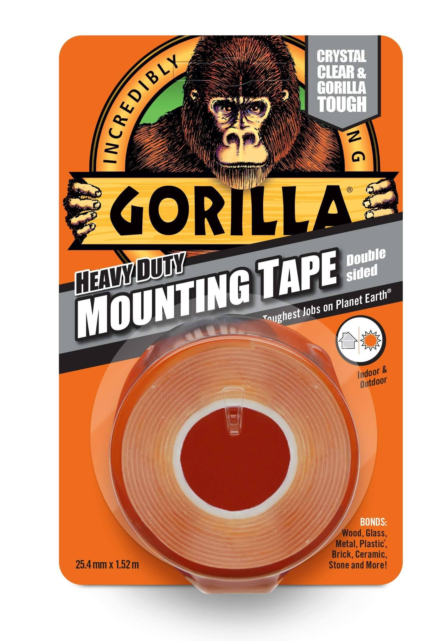 Gorilla Glue Heavy Duty Mounting Tape - Double Sided, Clear, 1.5m