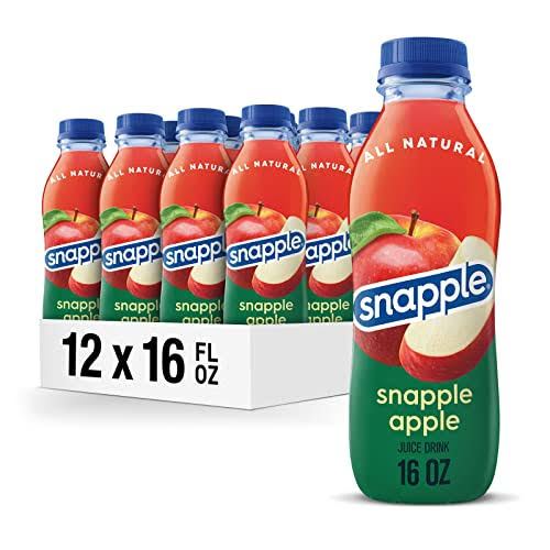 Snapple Apple Juice Drink, 16 Fl Oz Recycled Plastic Bottle, Pack Of 12