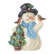 Mill Hill/Jim Shore 14ct Cross Stitch Kit 4"x5" - Feathered Friends Snowman