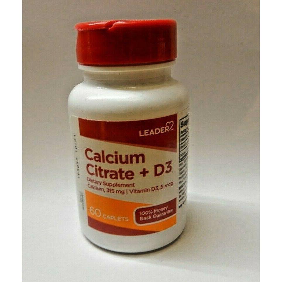 Leader Calcium Citrate + D3 Tablets, 60 Caplets