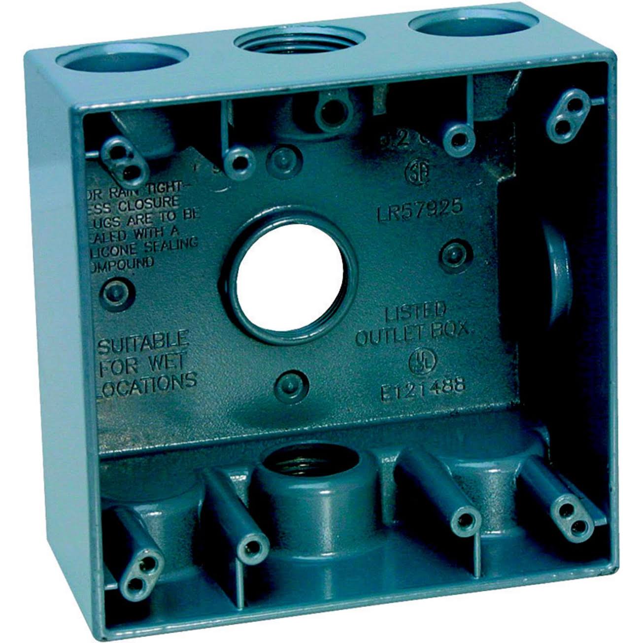 Sigma Electric Outlet Box - 2 Gang, 3 Holes