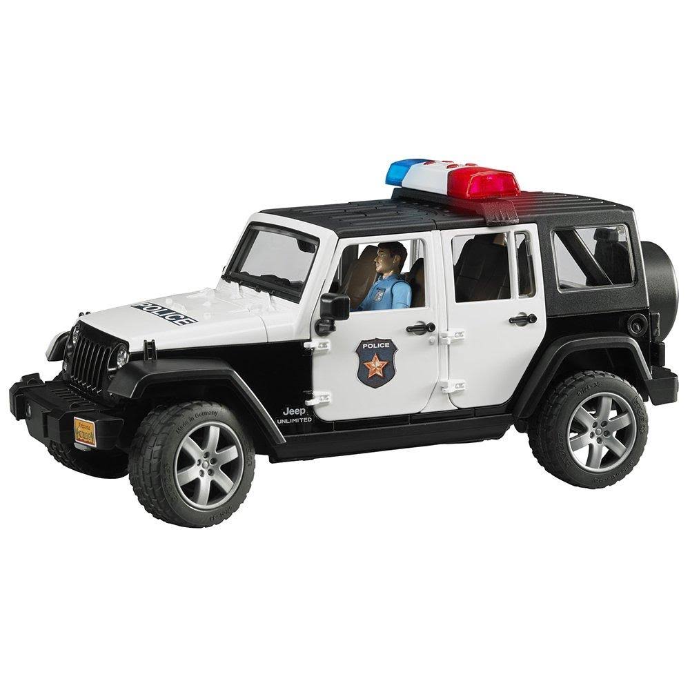 Bruder Jeep Rubicon Police Car Toy - With Policeman, 1:16 Scale