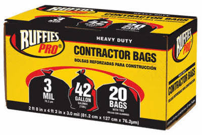 Berry Plastics Black Contractor Bag - 20 Pack, 42 Gallon