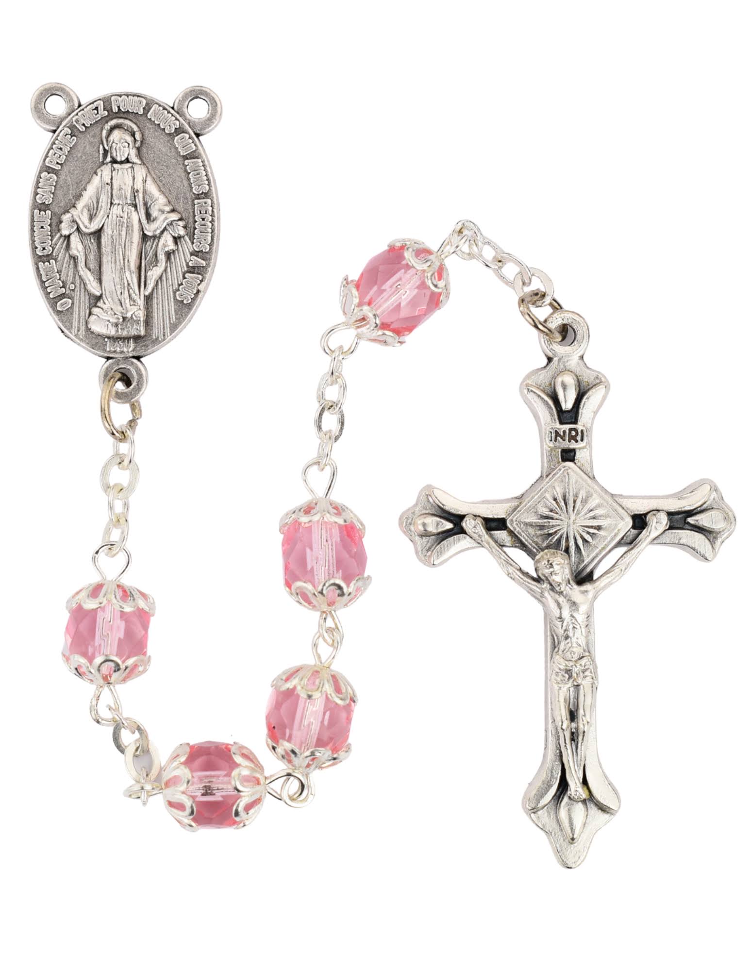 7mm Pink Crystal Beads Rosary