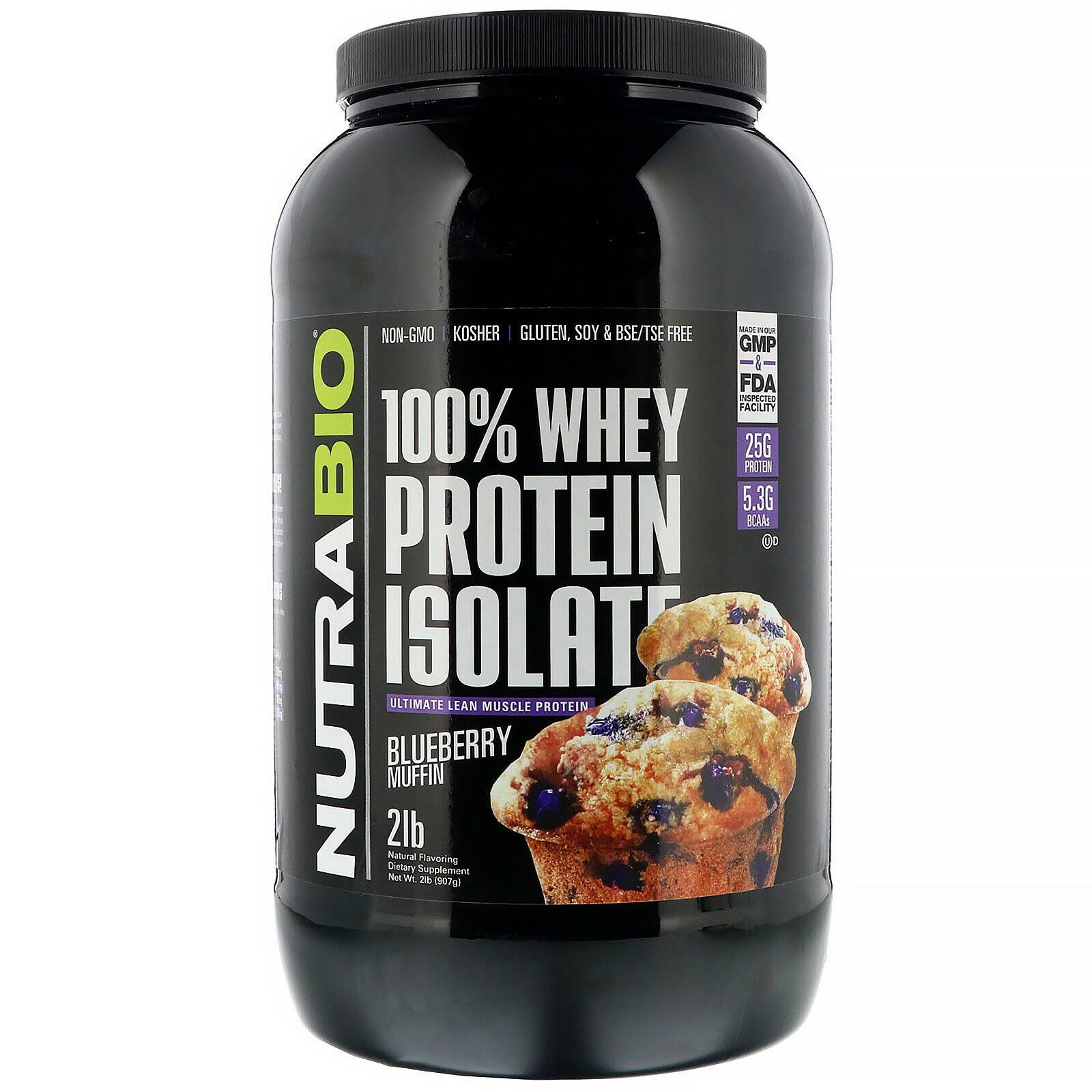 NutraBio Whey Protein Isolate 907g Blueberry Muffin