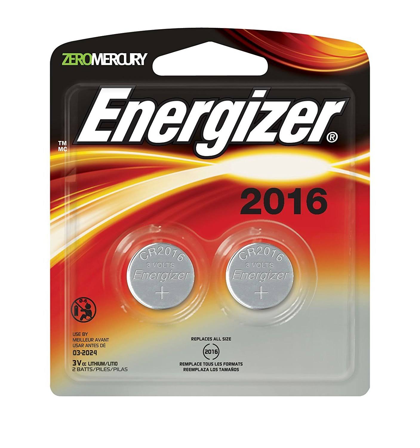 Energizer 2016 Button Cell Battery - 2pk, 3V, Lithium
