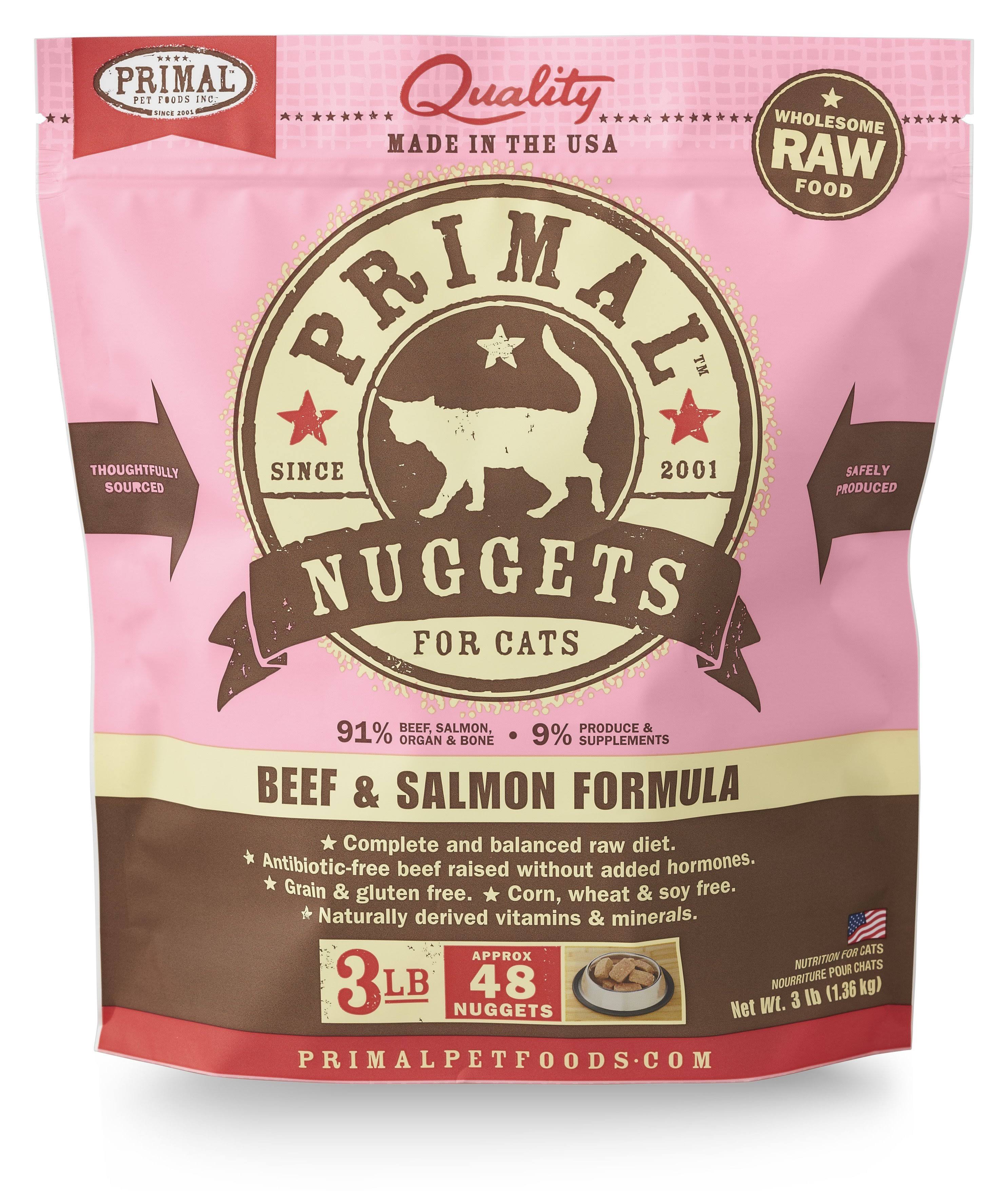 Primal Pet Foods Raw Cat Nuggets - Beef & Salmon