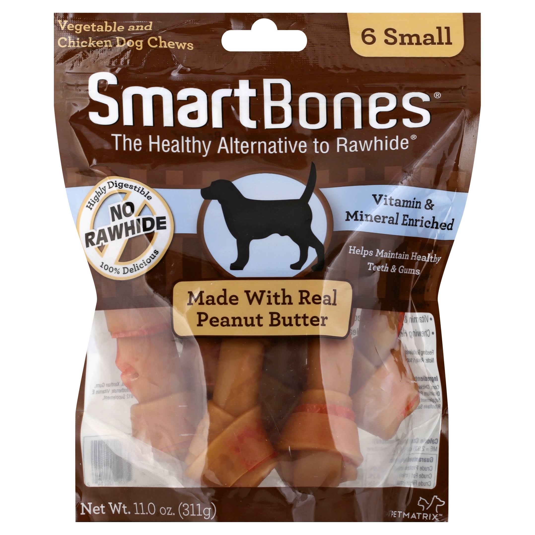 SmartBones Dog Treat - Small Peanut Butter Chews, 6 Pack