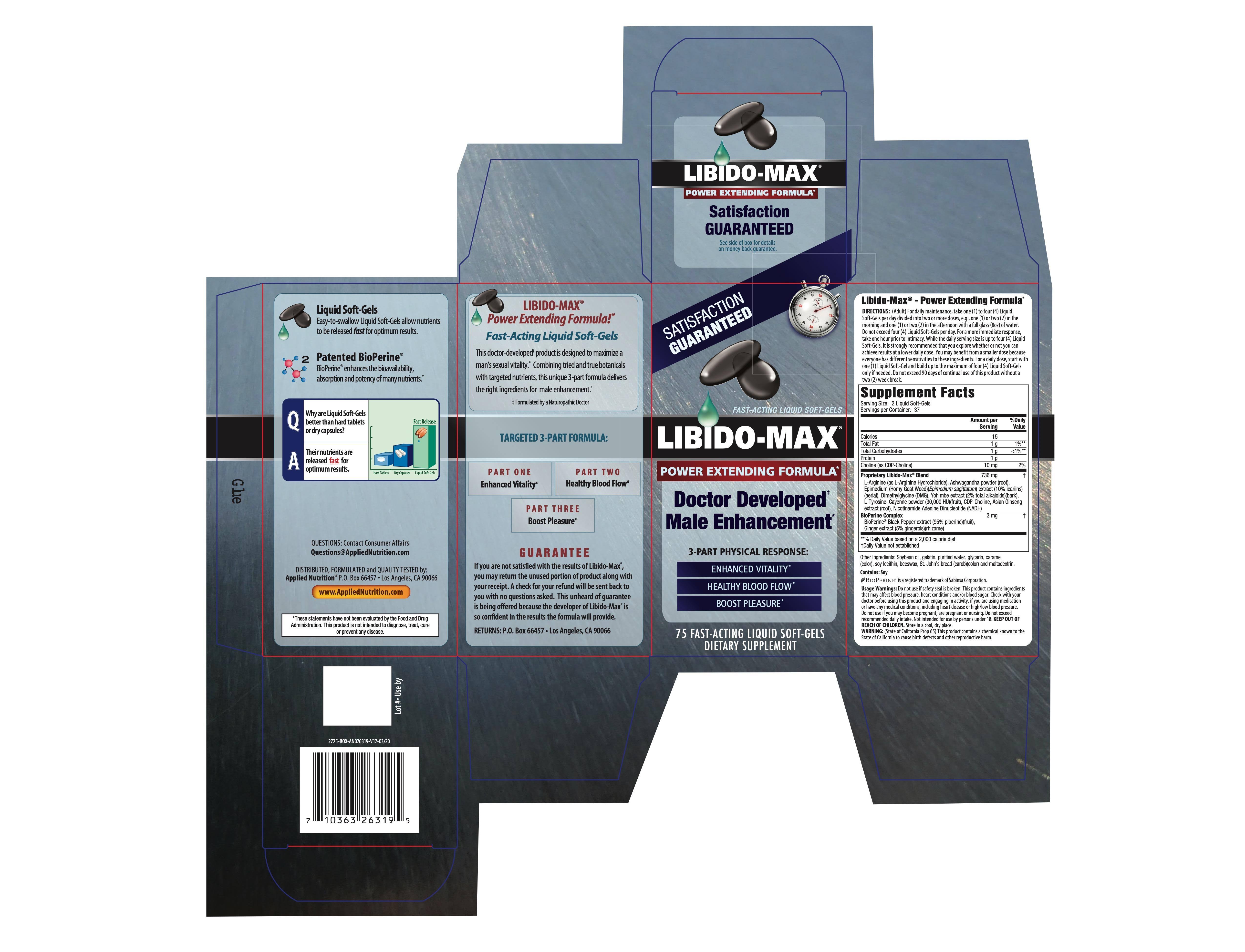 Libido-Max Power Extending Formula Doctor Developed Male Enhancement - 75 Fast-Acting Liquid Softgels