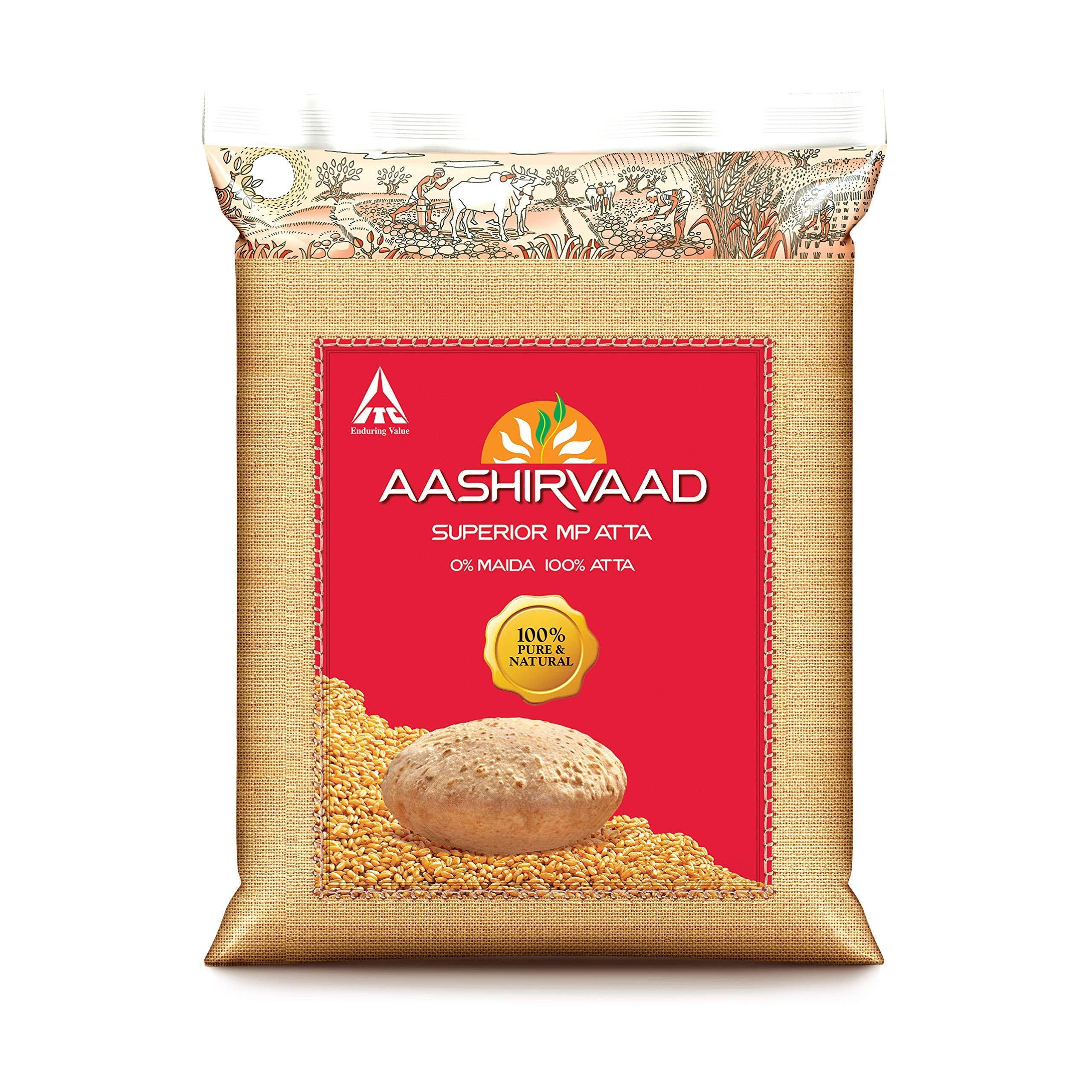 Aashirvaad 100% Whole Wheat Flour (Atta) - 4 lbs, 4 lbs Bag