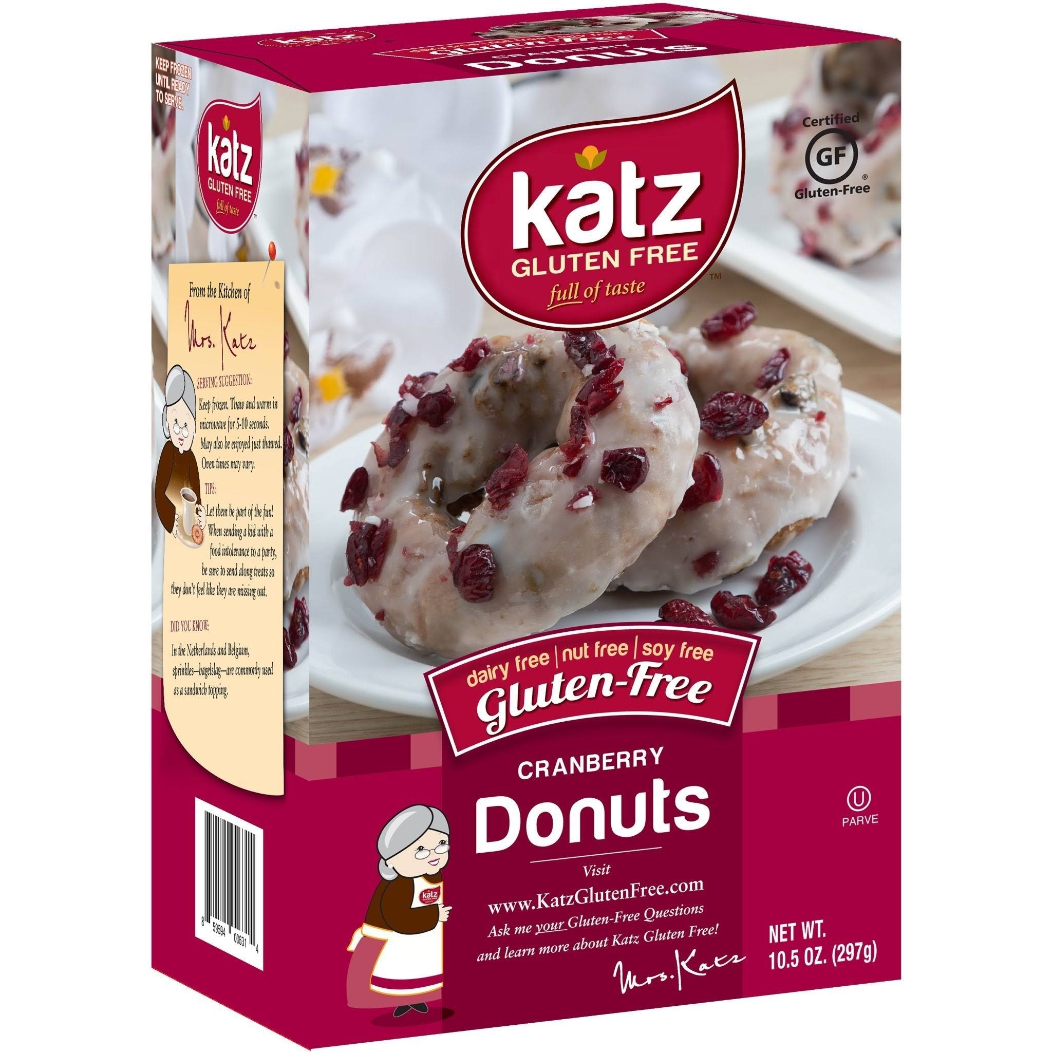 Katz Gluten Free Cranberry Donuts | Dairy Free, Nut Free, Soy Free, Gluten Free | Kosher (1 Pack of 6 Donuts, 10.5 Ounce)
