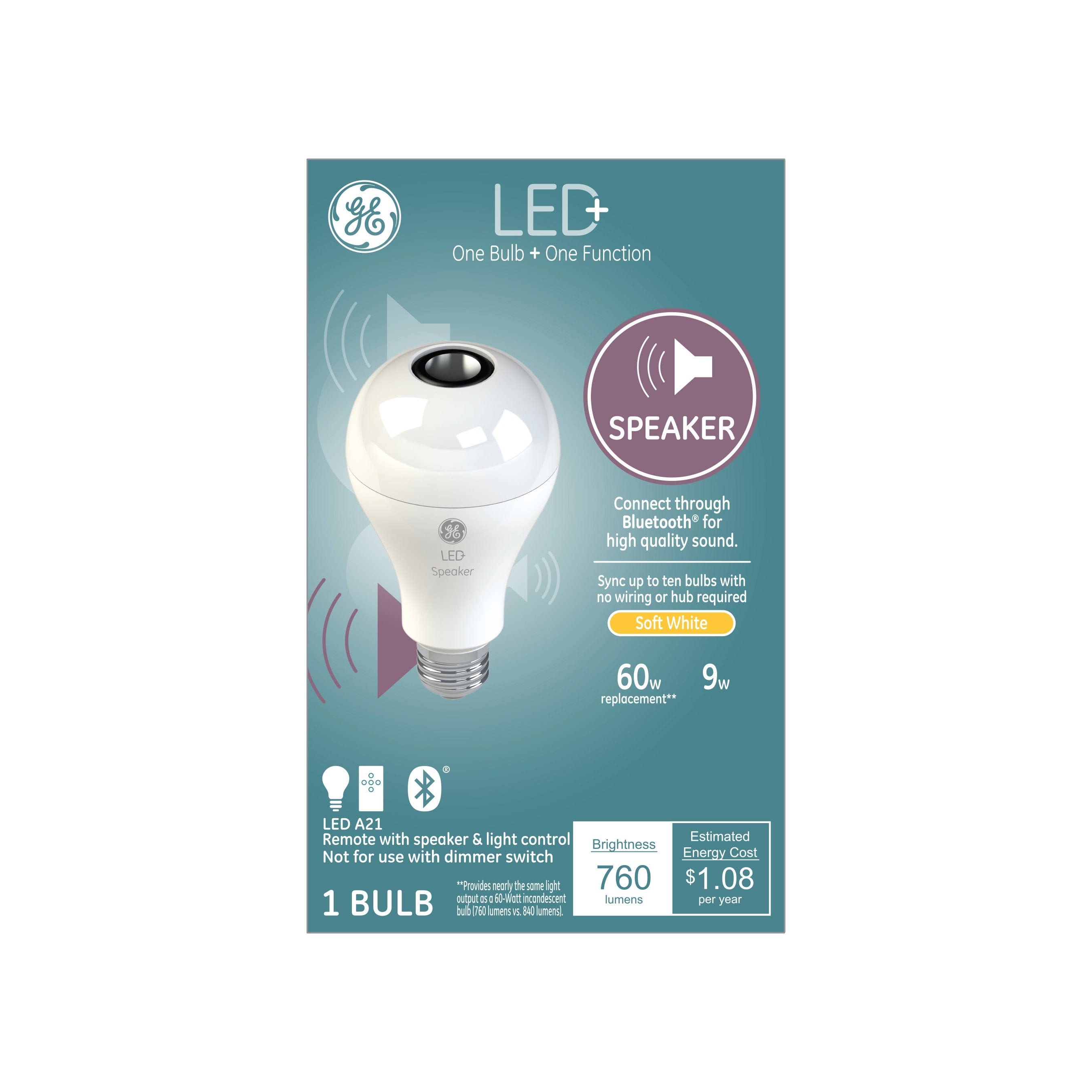 Ge Light Bulb, LED, Soft White, 9 Watts