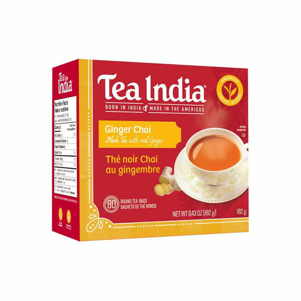 Tea India Ginger Chai 80 Tea Bags - 182 GM (6.43 oz)