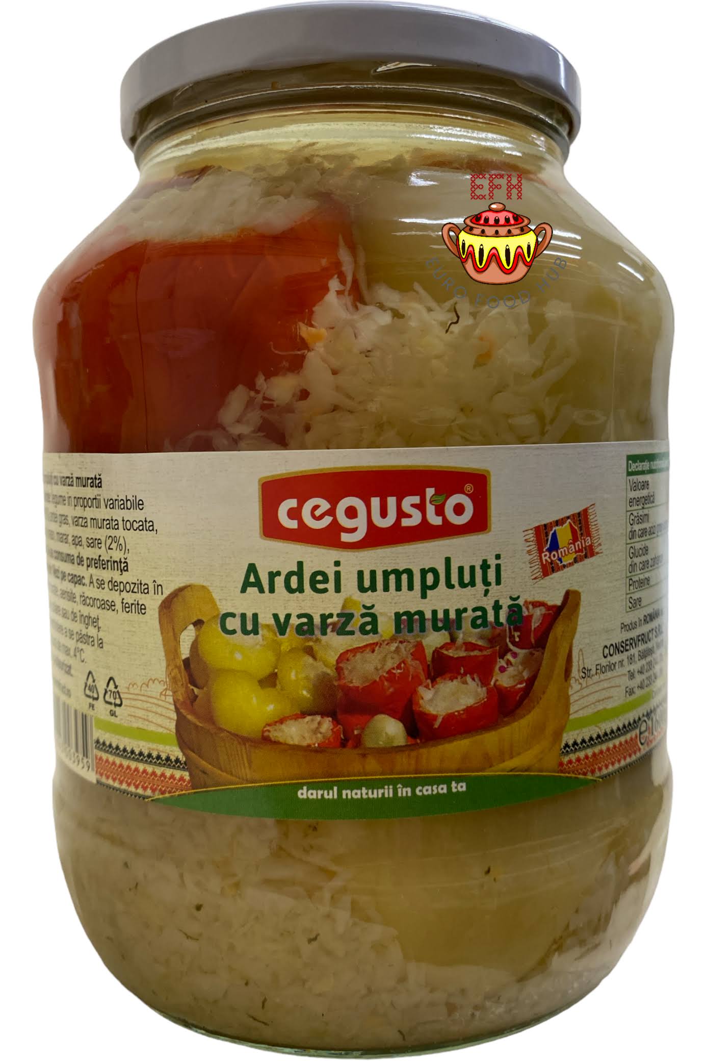 Romanian Stuffed Bell Peppers with Cabbage - Cegusto 1.6 kg