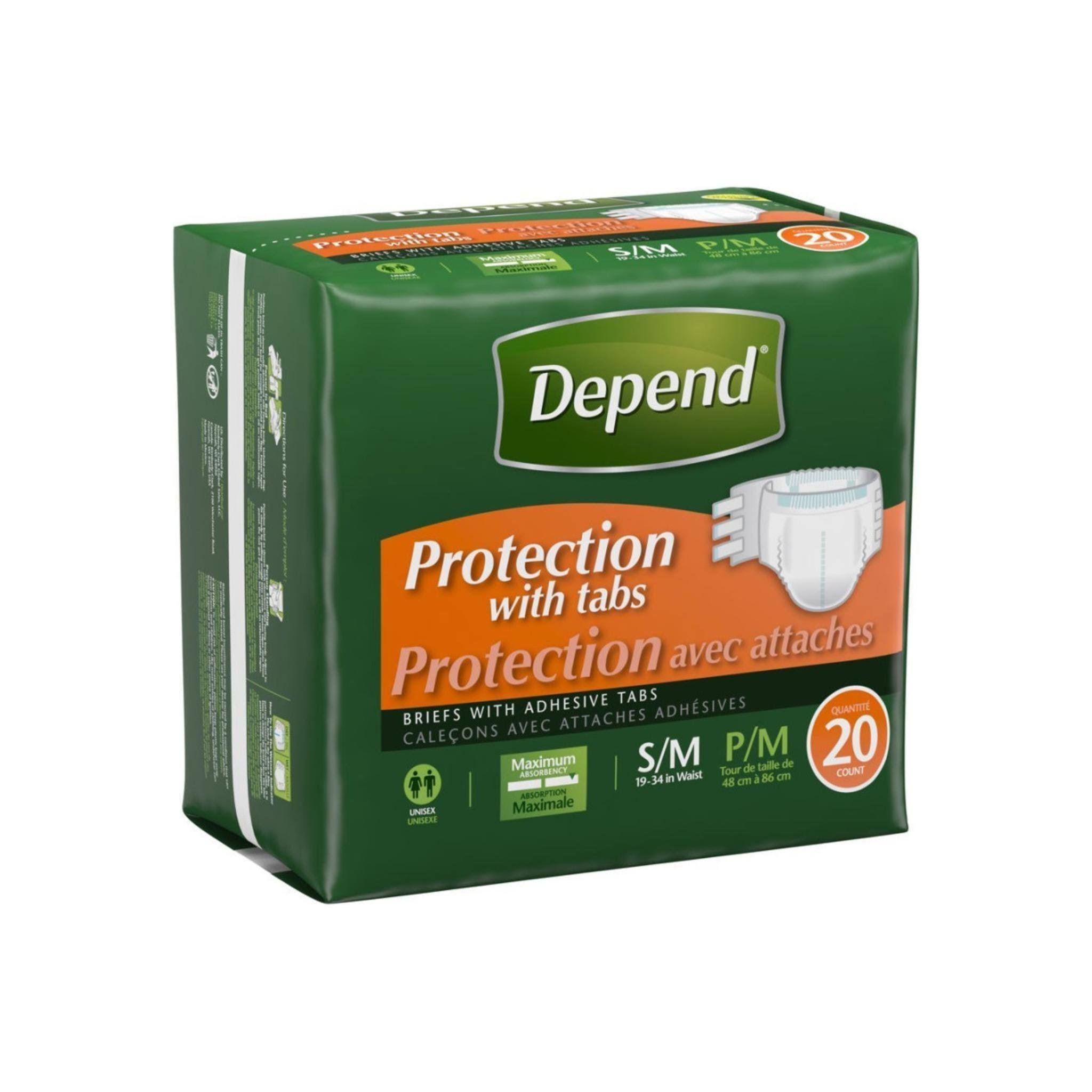 Depend Fitted Maximum Protection Briefs - with Tabs, Small Medium, 20pk