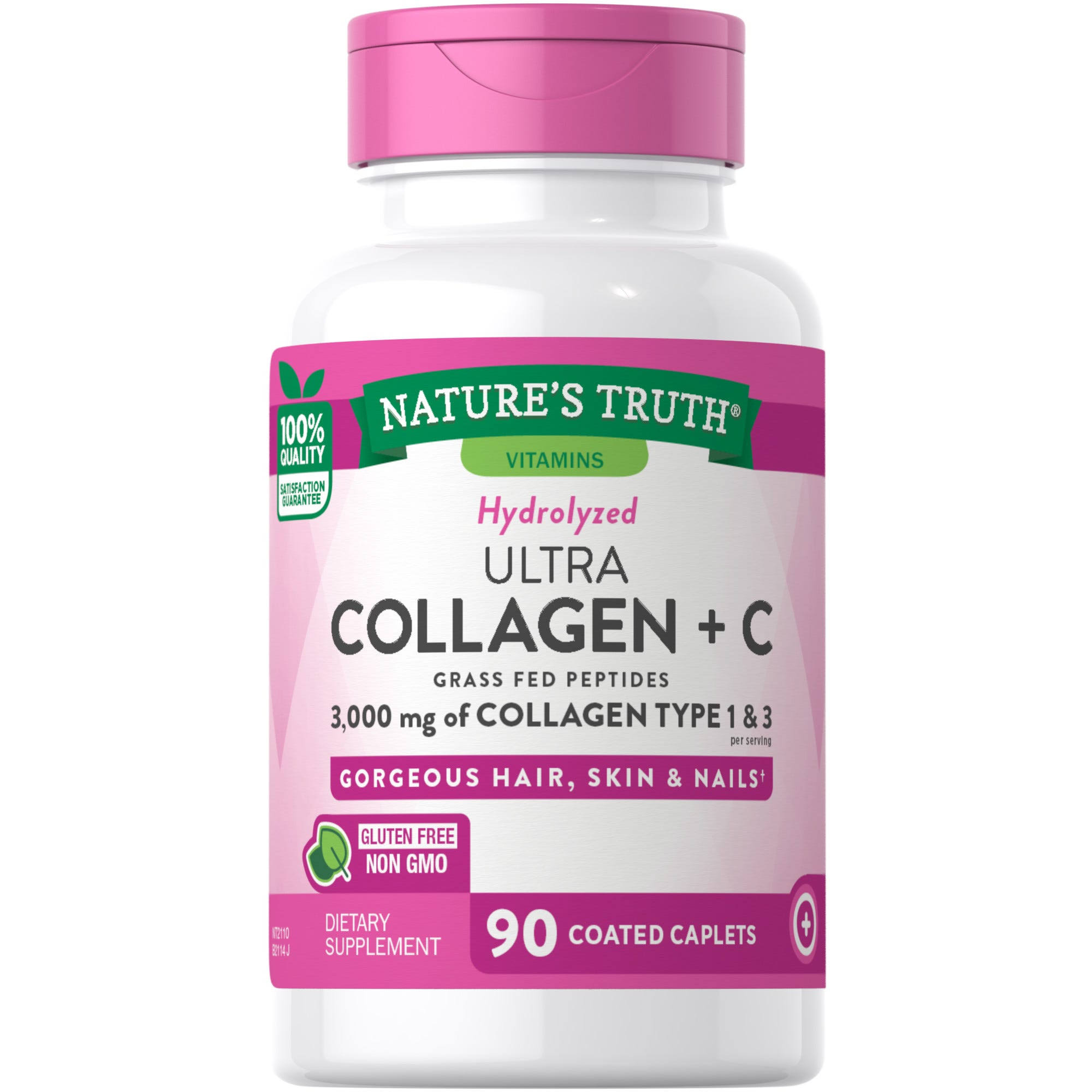Nature's Truth Hydrolyzed Collagen Type 1 & Ii Vitamin C - 90 Caplets, 1000mg