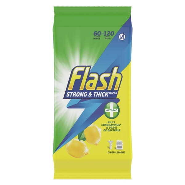 Flash Extra Large Anti-Bacterial Wipes 60s