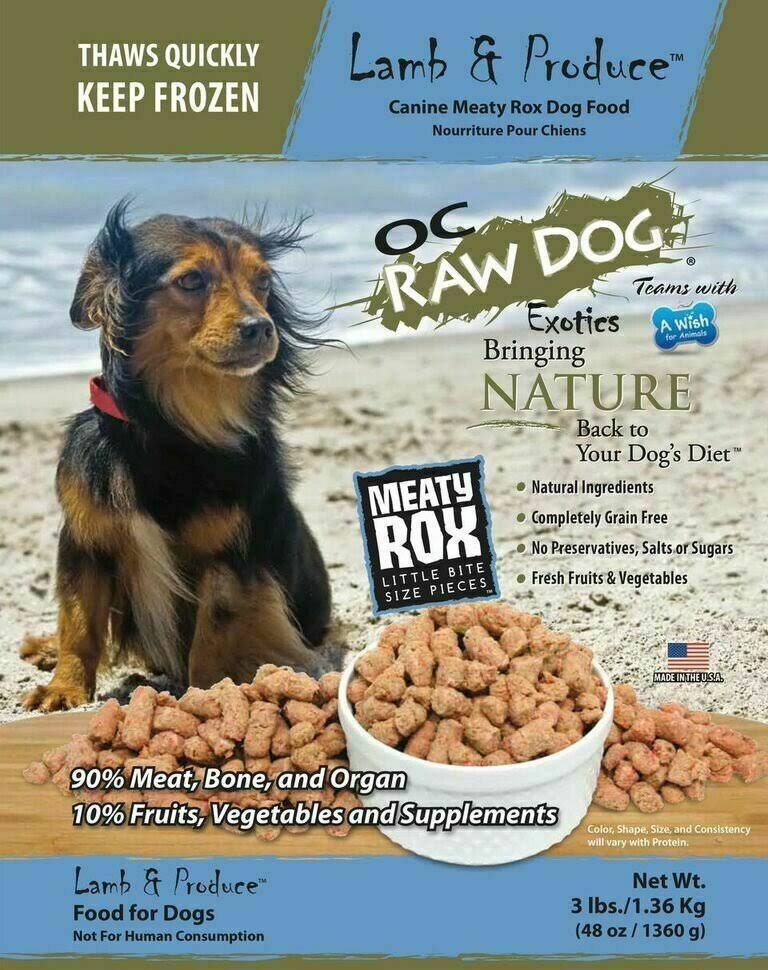 OC Raw Frozen Meaty Rox Lamb & Produce Dog Food - 3 lbs