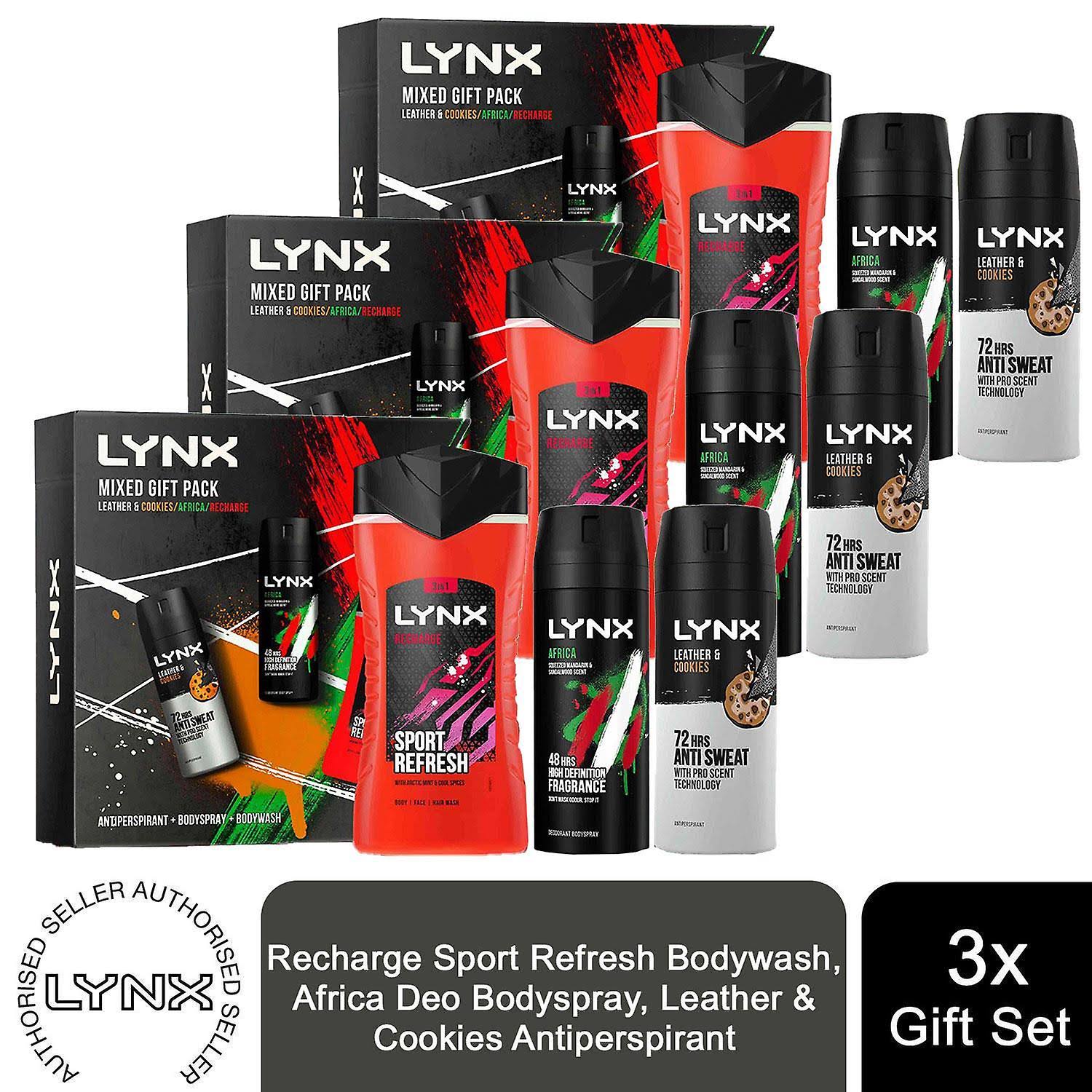 4 x Lynx Mixed Trio Set 3pc (225Ml Bodywash, 150ml Anti Perspirant, 150ml Bodyspray)