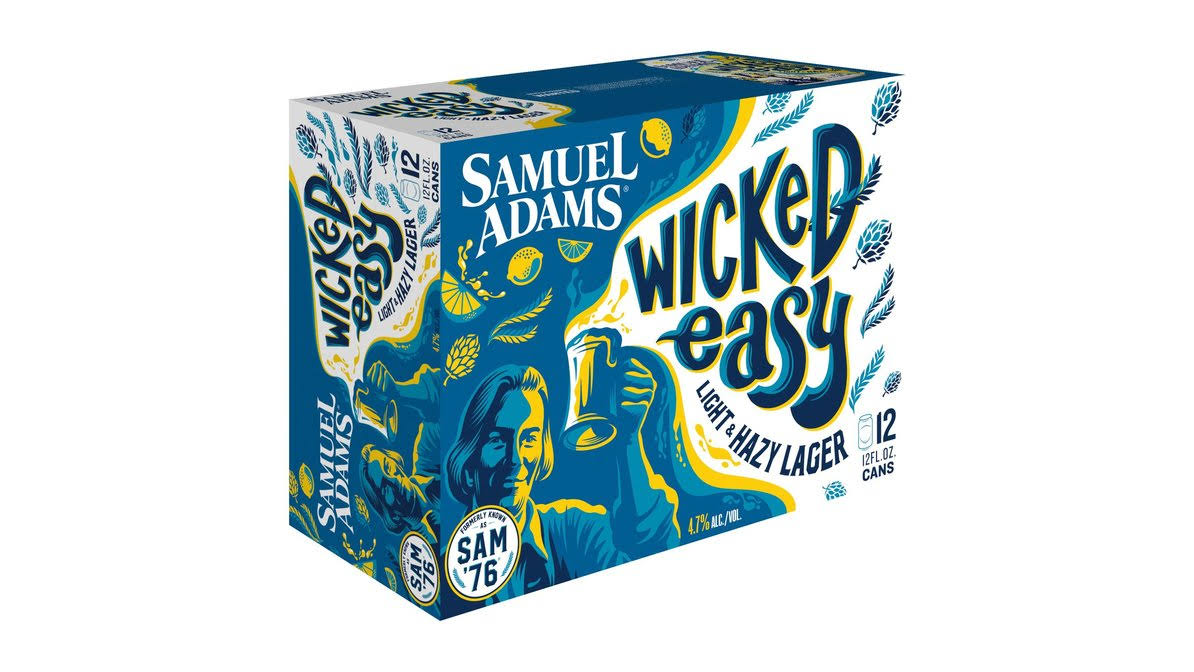 Samuel Adams Beer, Lager, Light & Hazy, Wicked Easy - 12 pack, 12 fl oz cans