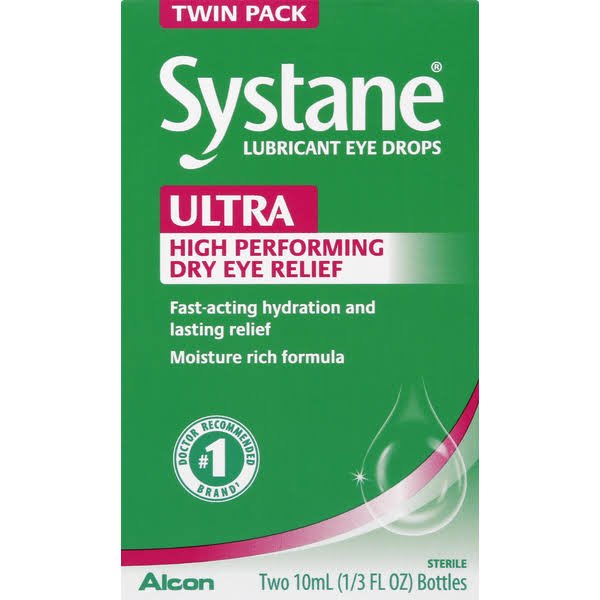 Alcon Systane Ultra Lubricant Eye Drops Bottles Twin Pack - 2 x 1/3 oz Pack