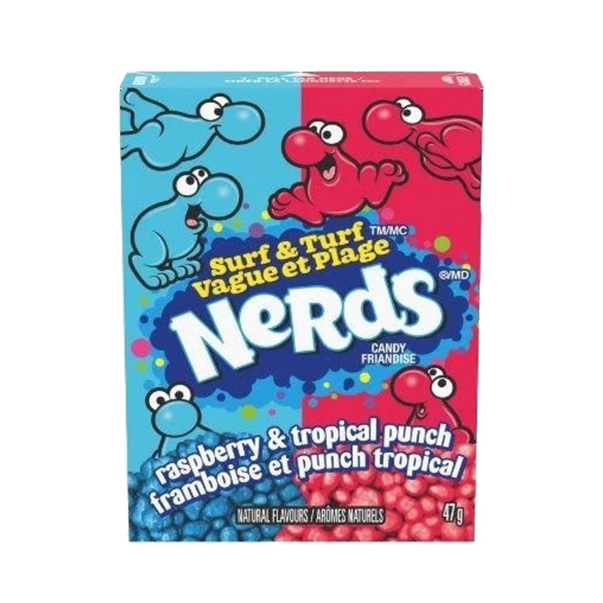 Wonka Surf And Turf Nerds Candy - Totally Tropical Punch And Road Rash Raspberry, 46.7g