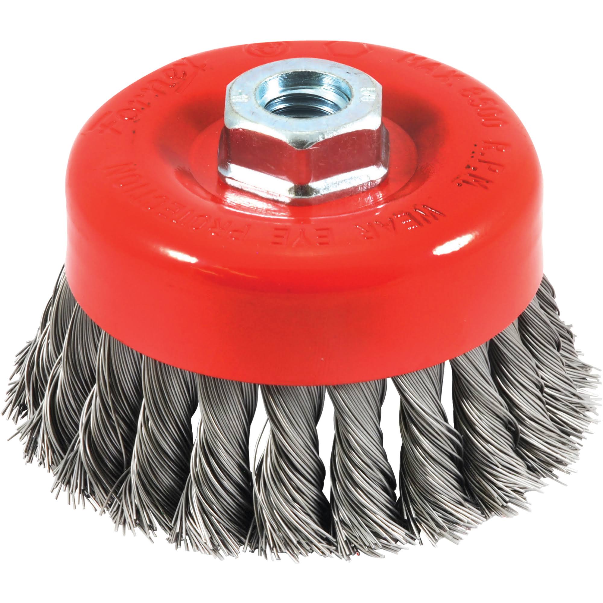 Forney Threaded Arbor Knotted Wire Cup Brush - 4"x5/8", 11 Thread