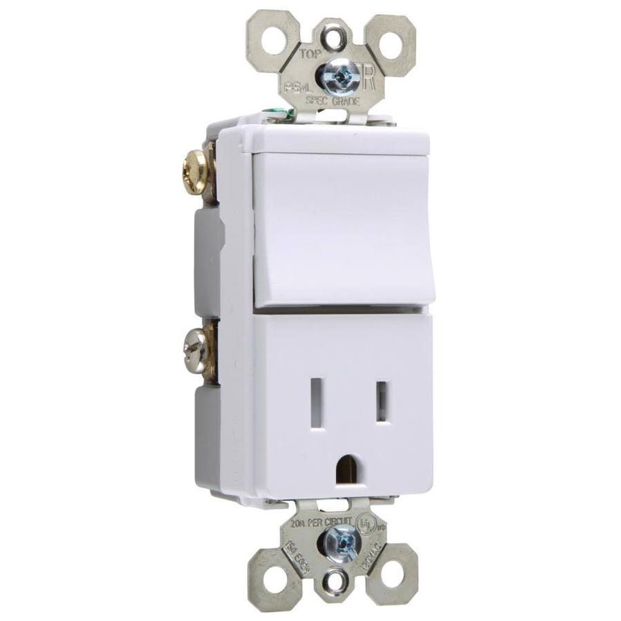 Pass and Seymour Decorator Combo Single Pole Switch - White, 15 Amp