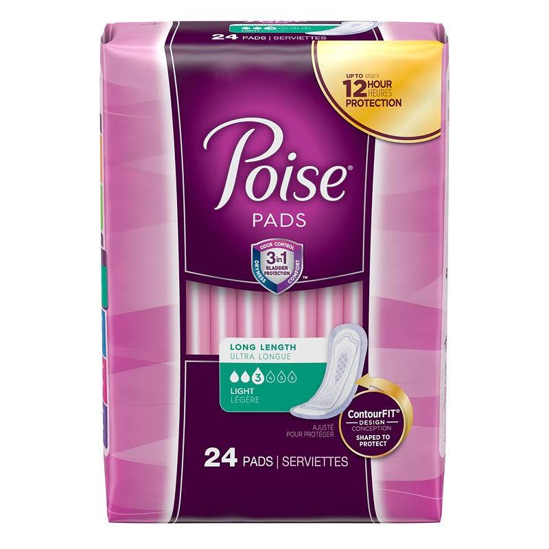 Poise Long Length Ultra Thin Pads - 24 Pack