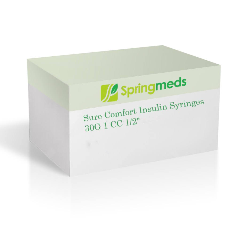Sure Comfort Insulin Syringes Box of 100 30g 1cc 1/2" 100.0 Syringes