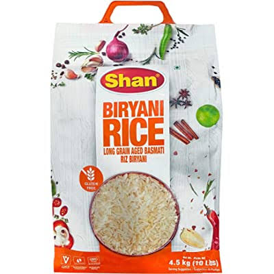 Shan - Extra Long Grain Aged Basmati Biryani Rice 10 lbs, Premium Gr