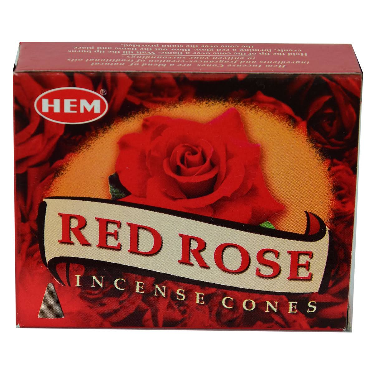 Red Rose - Hem Incense Cones Pack of 5 (1 Pack=10 Cones)