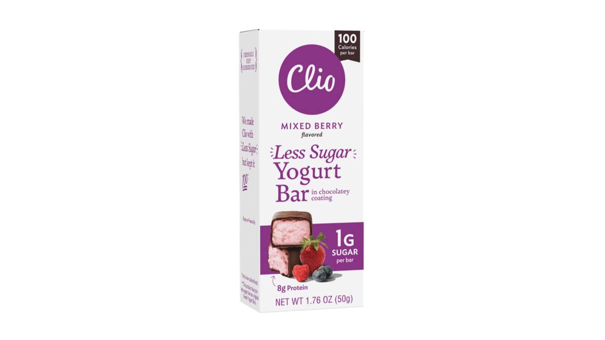 Clio Yogurt Bar, Less Sugar, Mixed Berry Flavored - 1.76 oz