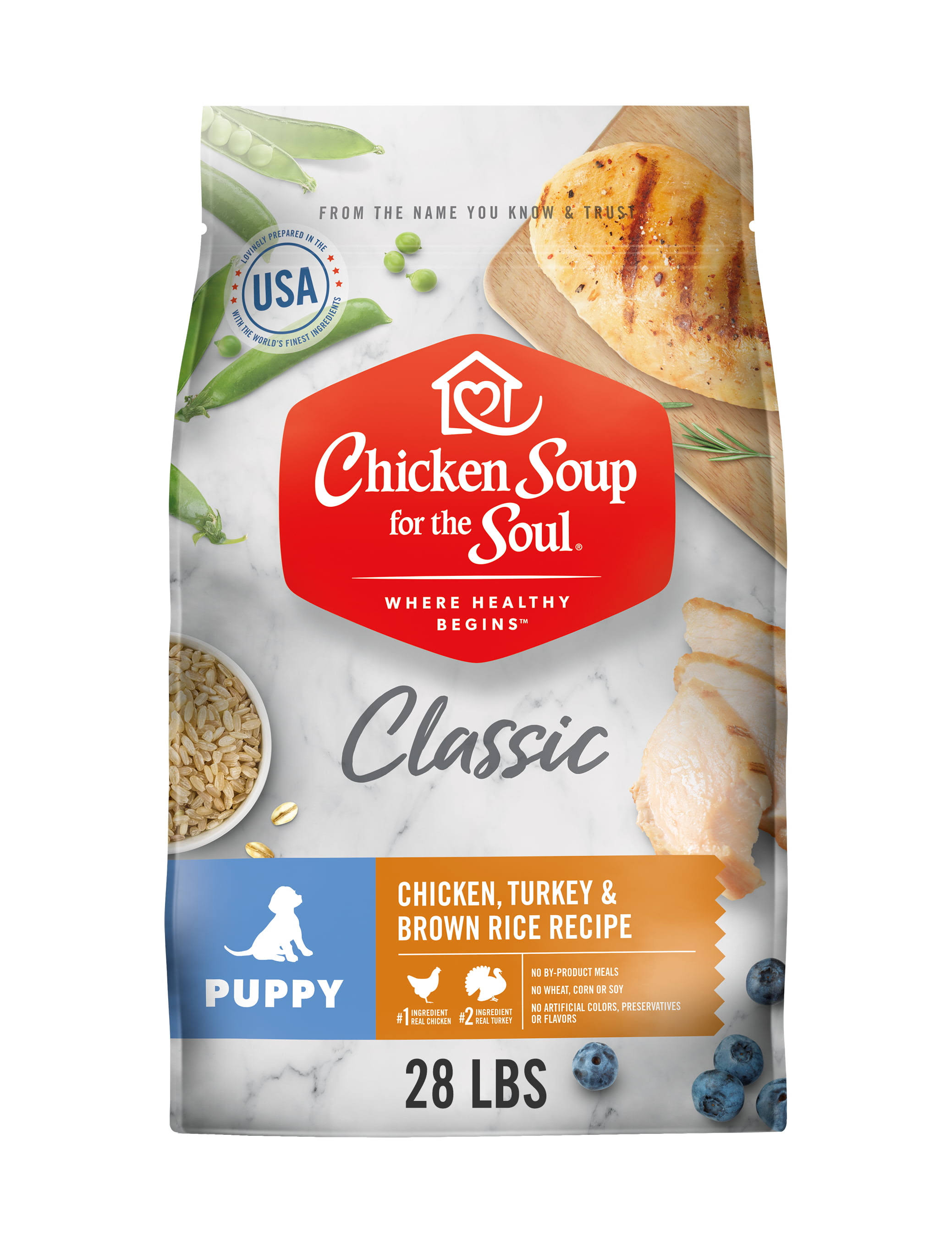 Chicken Soup for The Soul Puppy Recipe with Chicken, Turkey & Brown Rice Dry Dog Food - 28-lb