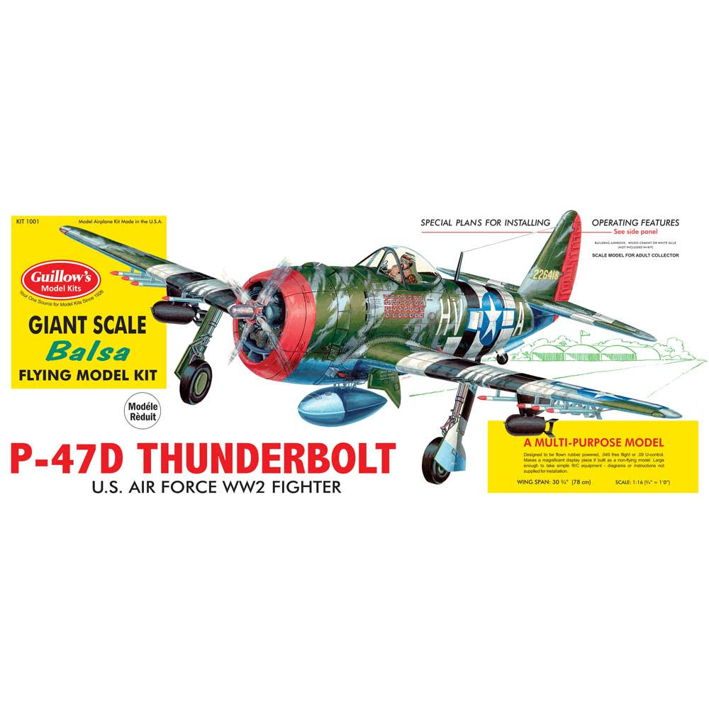 Guillows Flying Model Kit - Thunderbolt P-47D Balsa Aircraft