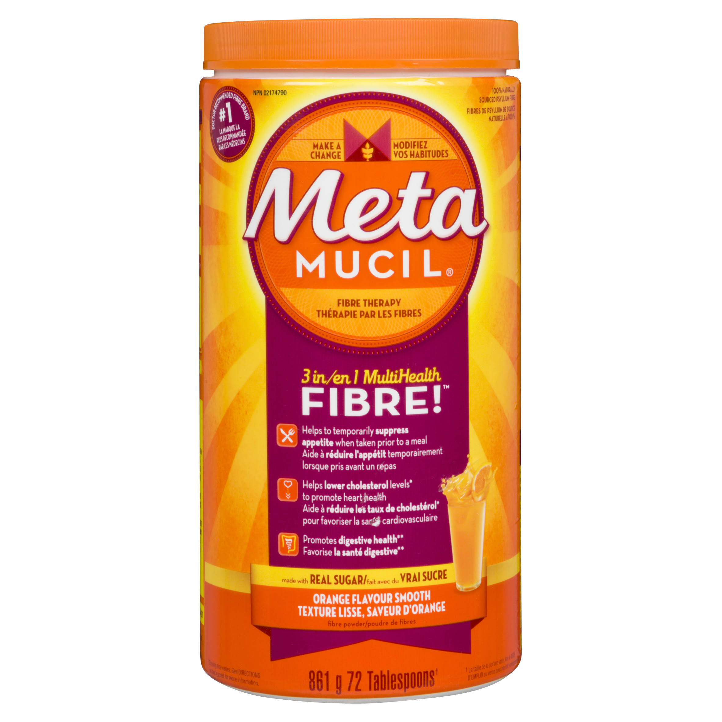 Metamucil Smooth Texture Sugar Psyllium Fiber Powder - Orange, 861g
