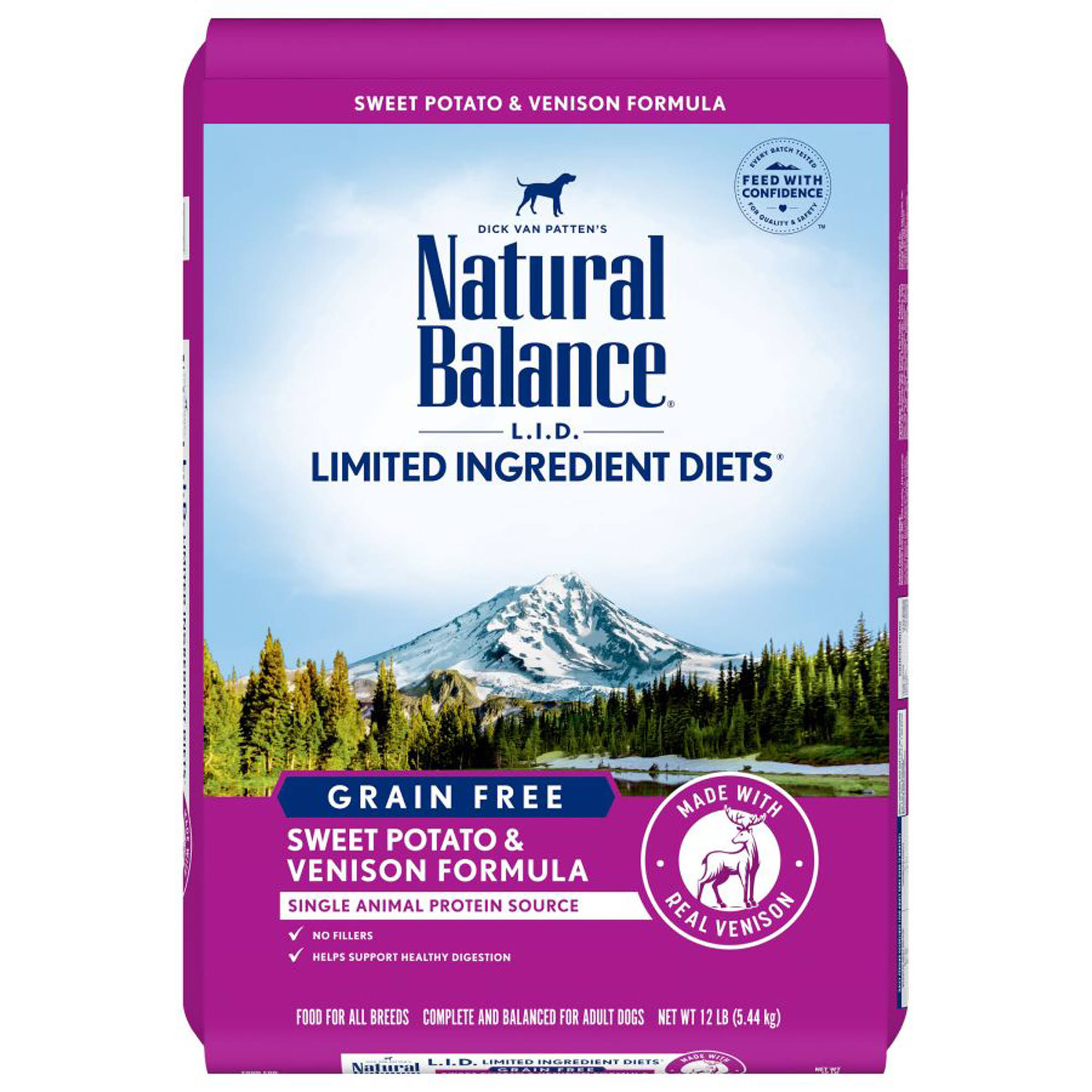 Natural Balance Limited Ingredient Diets Grain Free Sweet Potato & Venison Formula, Dry Dog Food 12-lb