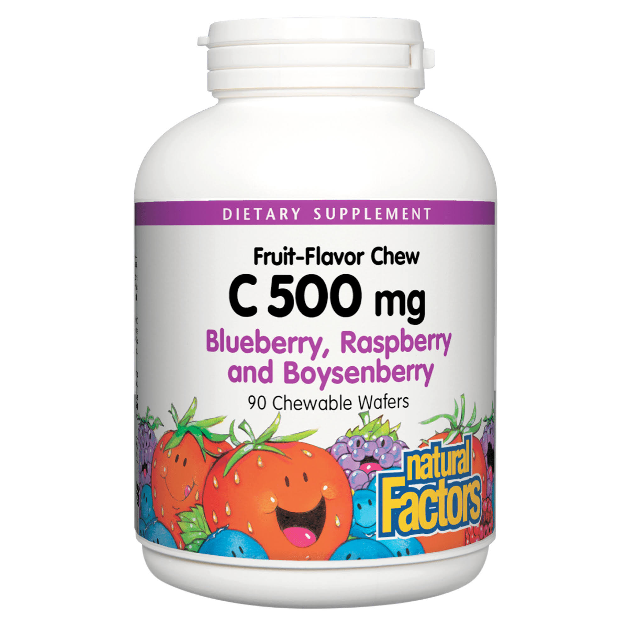 Natural Factors 100% Natural Fruit Chew C - 500mg, Blueberry, Raspberry and BoysenBerry