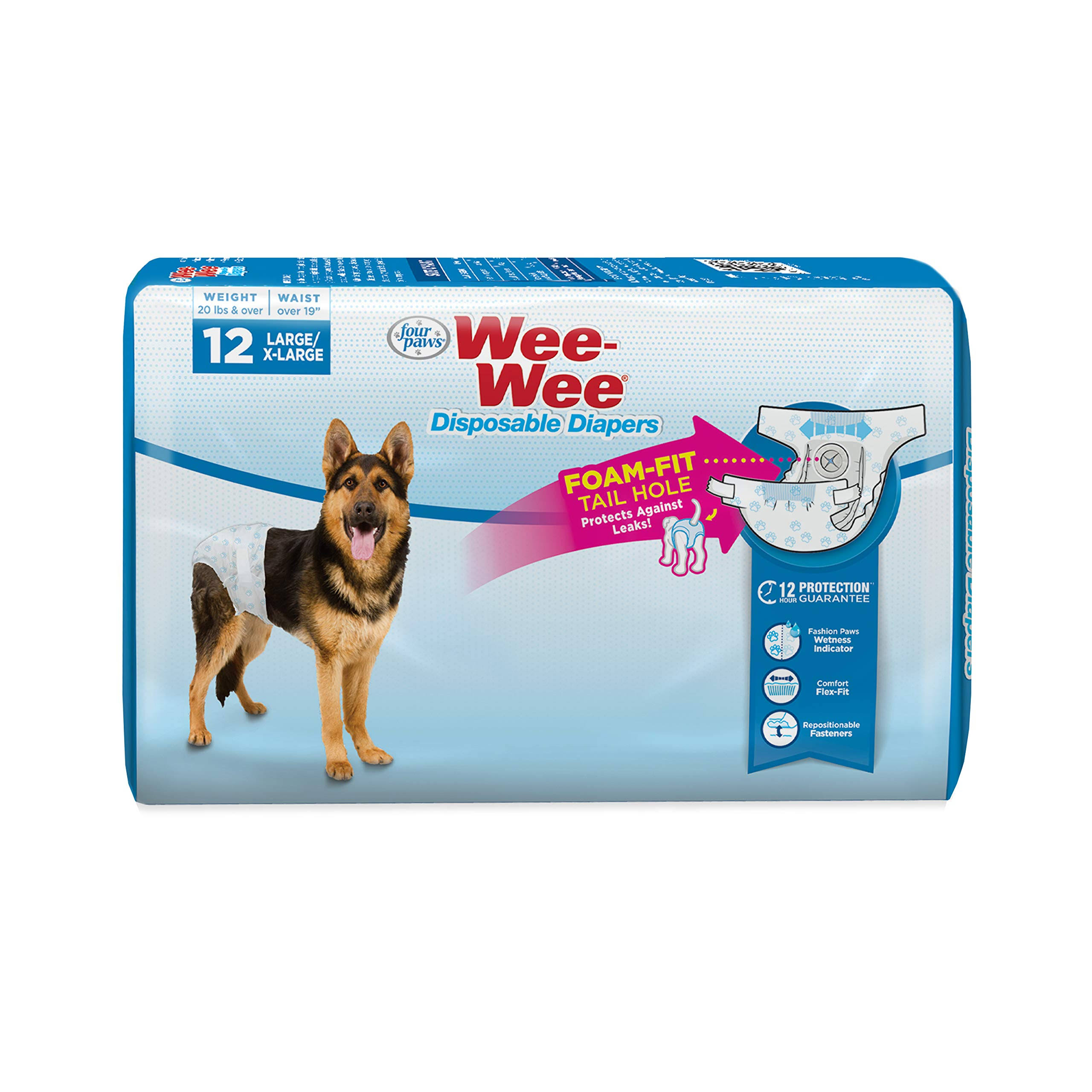 Four Paws Wee Wee Disposable Dog Diapers - X-Large, 12ct