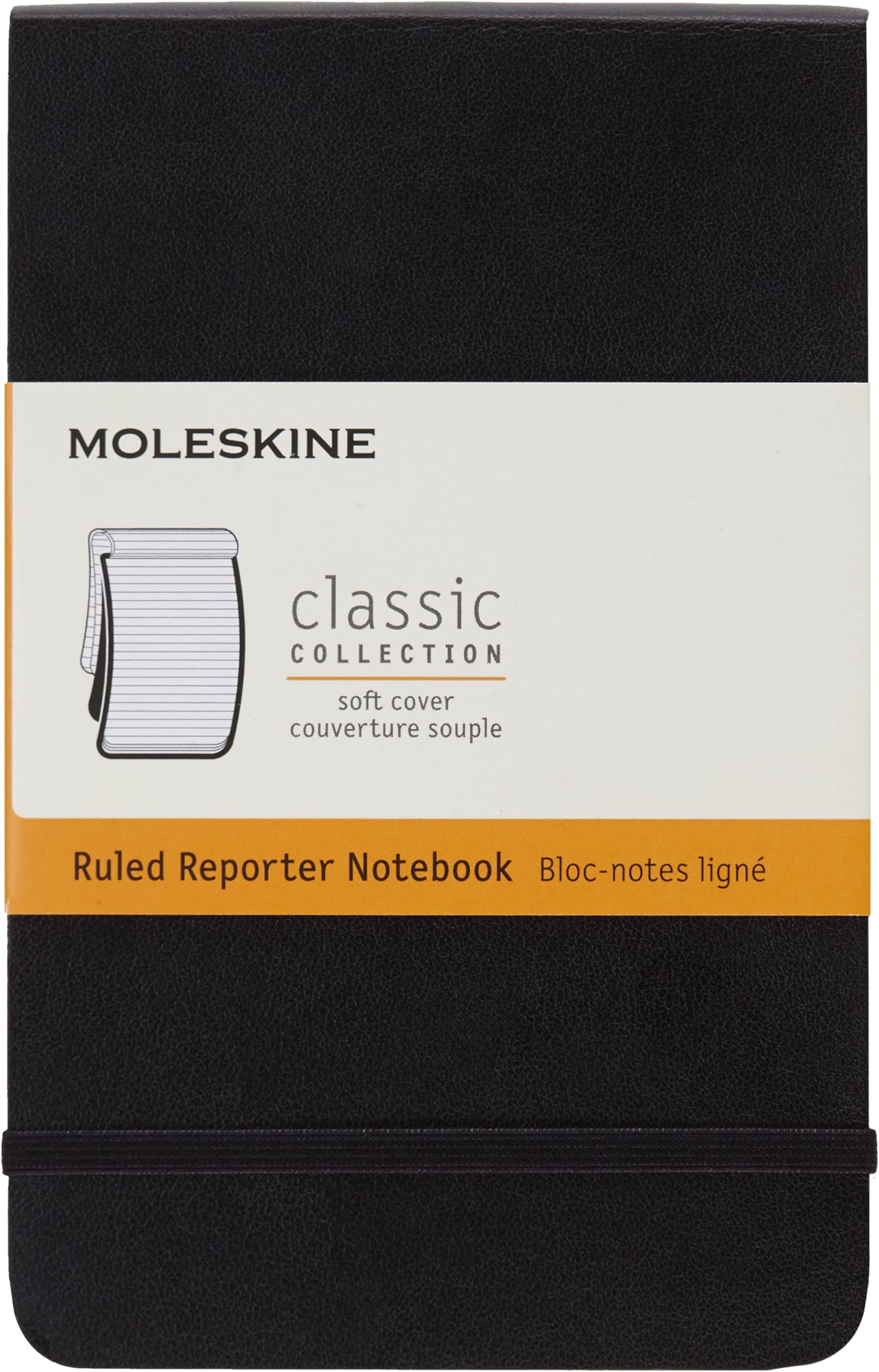 Moleskine Reporter Pocket Notebook - Ruled, Soft Cover, Black, 3.5 x 5.5