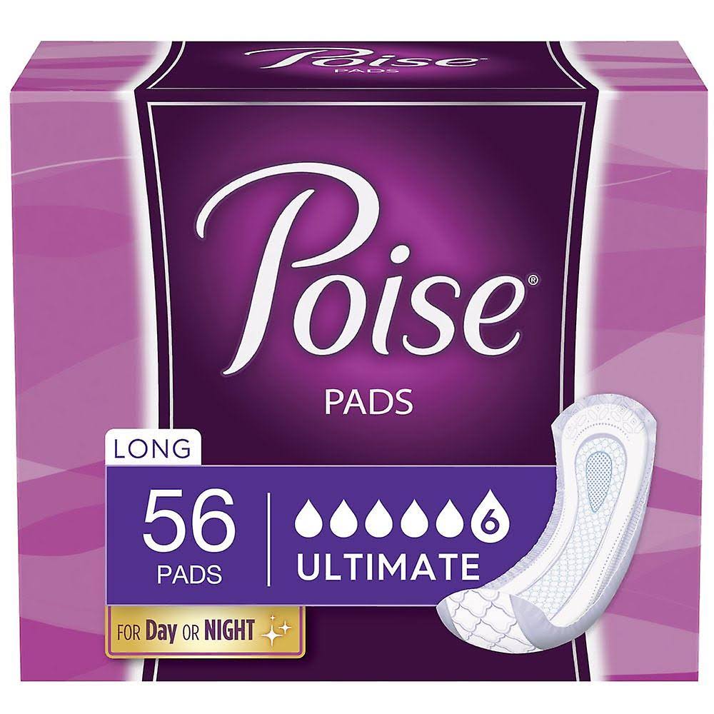 Poise Pads Long Women's Postpartum Incontinence Pads, 56 EA