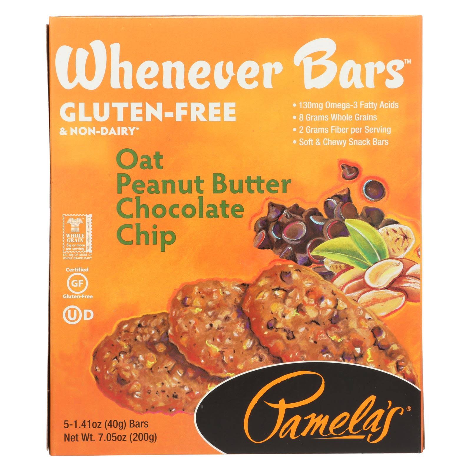 Pamela's Products - Whenever Bars Chocolate Chip - Peanut Oat Butter - Case Of 6 - 7.05 Oz.