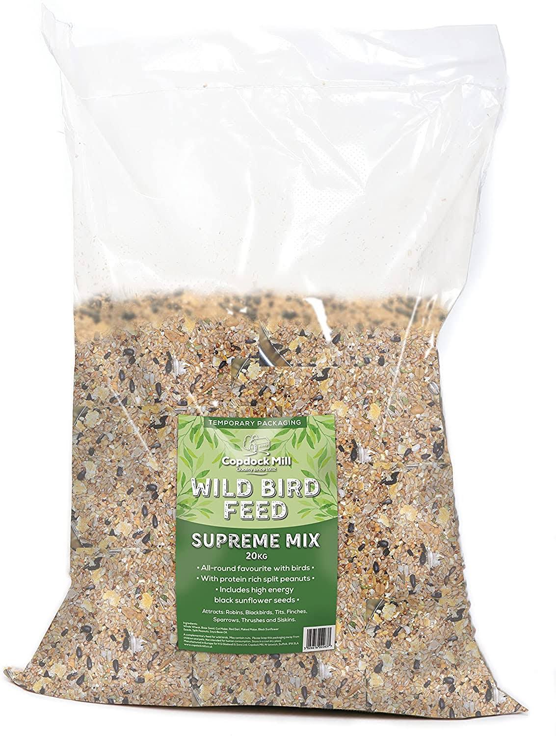 Copdock Mill Supreme Wild Bird Food Mix, 20kg, All Seasons, Ideal for Hanging Feeders, Bird Tables & Ground Feeders
